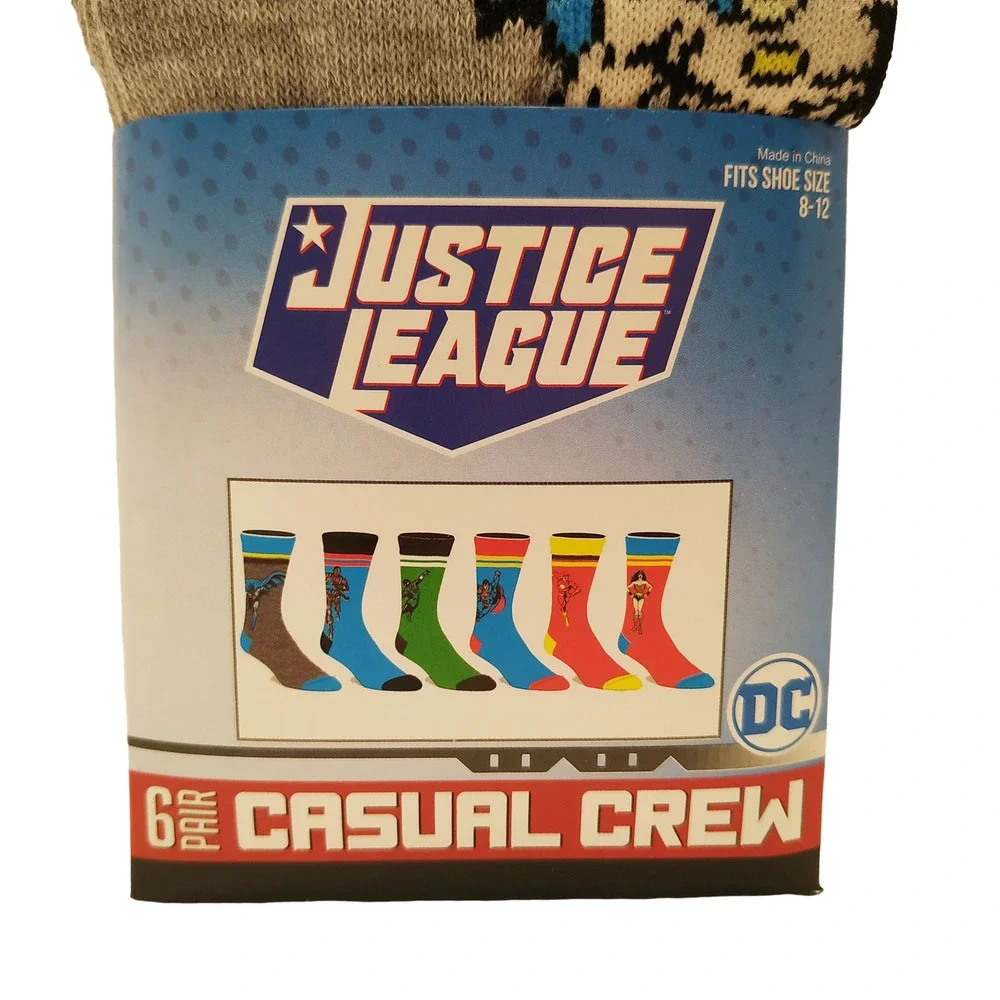 Justice League Casual Crew Socks-6 Pairs